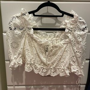 Zimmerman eyelet off the shoulder top